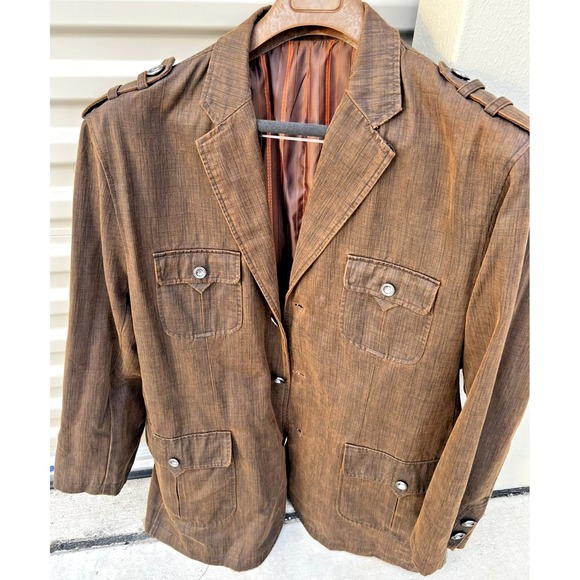 INSERCH Limited Edition Men's Brown Faux Leather Blazer Jacket Size 4XL - Picture 6 of 12